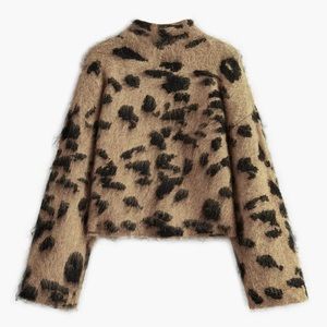 Commense Wool-Blend Leopard Fuzzy Sweater